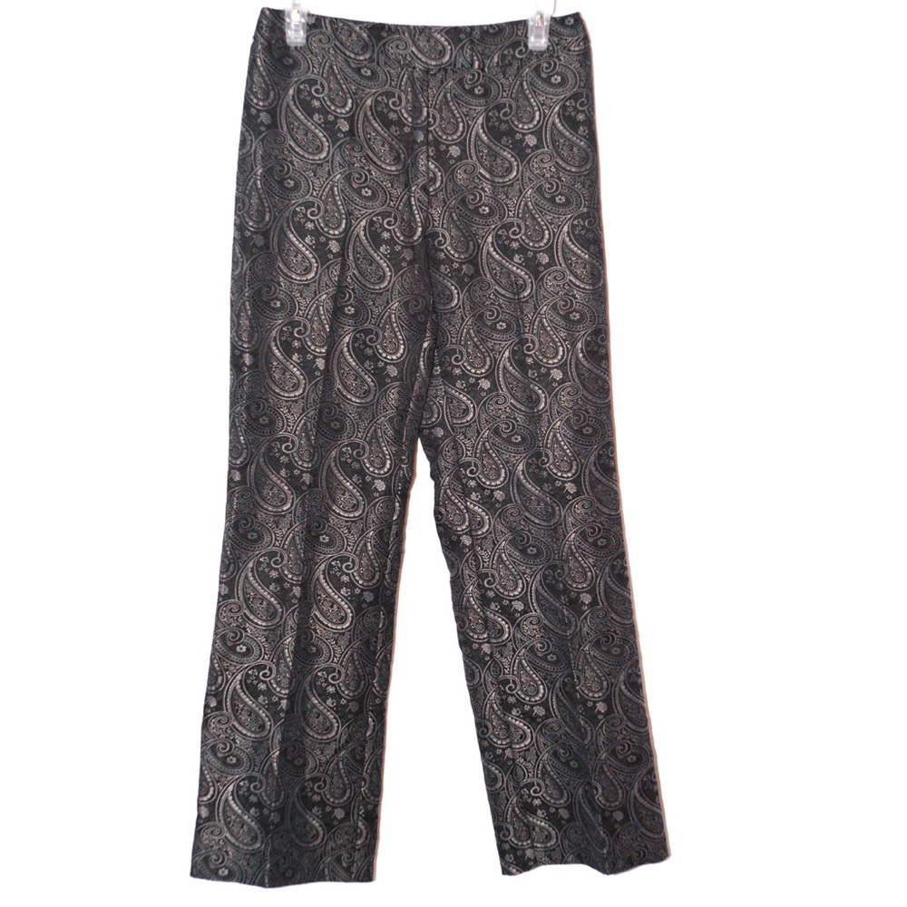 Black pants with gray paisley brocade NWOT